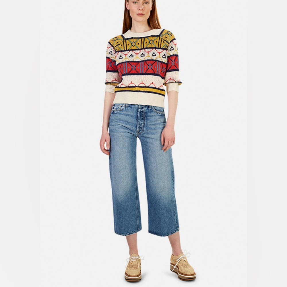 MOTHER The Tomcat Roller Shorty Take Me Higher High-Rise Wide-Leg Jeans Size 26